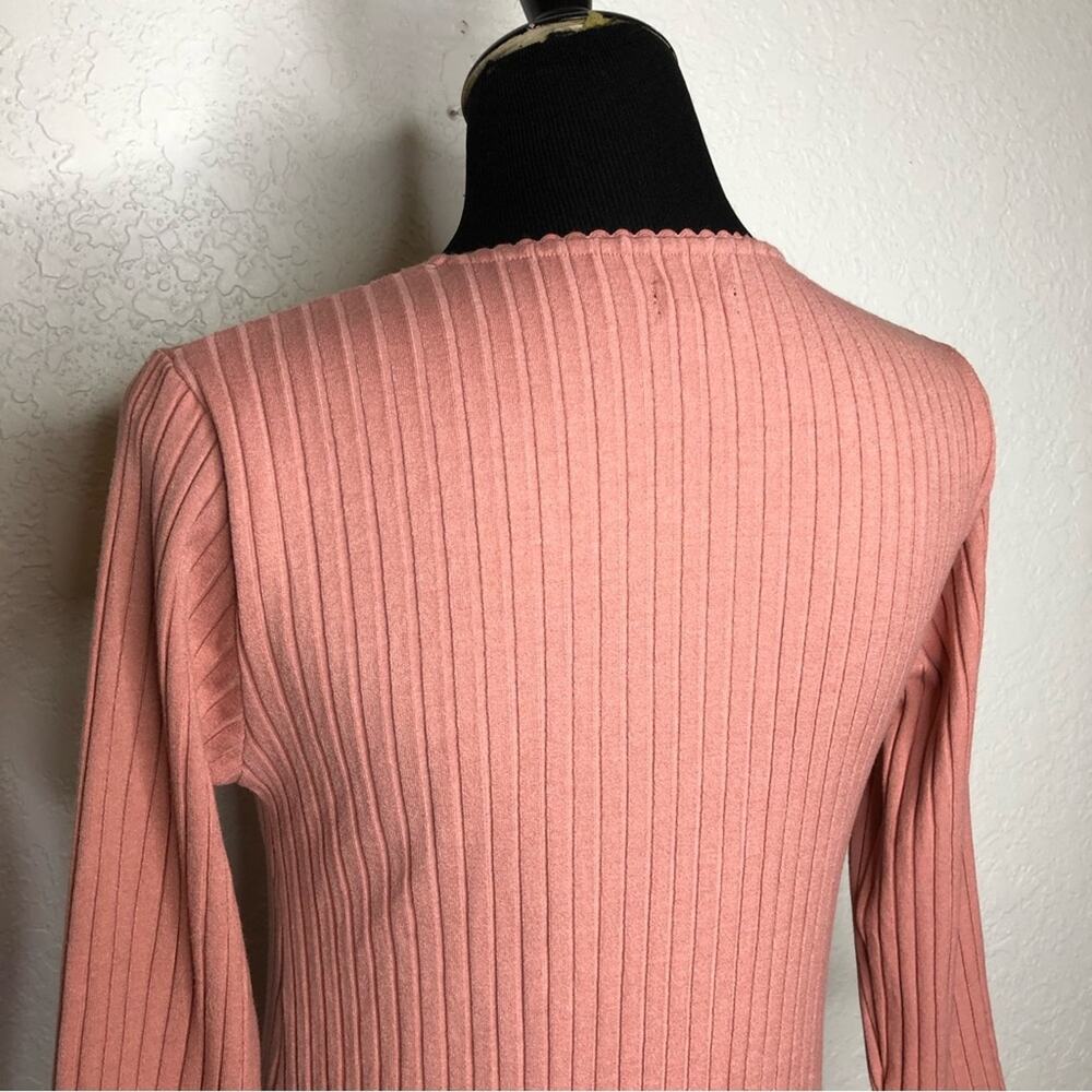 NBD pink ribbed knit v neck dress size Small - Picture 7 of 13